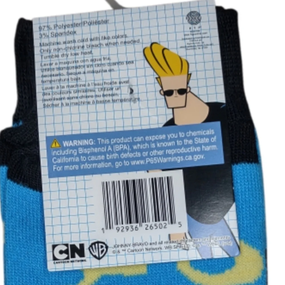 Johnny Bravo Socks Blue Crew Socks Novelty Casual Fun Unisex Bundle And Save